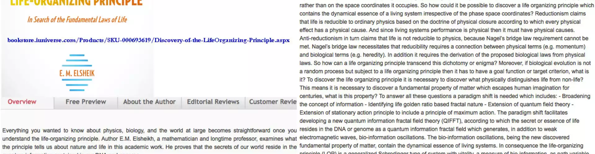 Life's Physical Intelligent Guiding Principle www.LifePrinciple.com: Dr.E.M.Elsheik - Online Class by Dan Winter